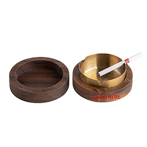 Windproof Wooden Stainless Steel Ashtray with Lid